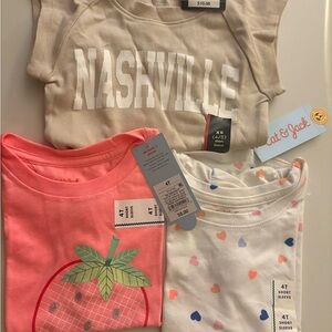 NWT 3 Girls Graphic Short Sleeve Tees Bundle 4T